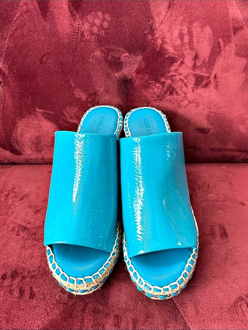 Karl Lagerfeld Paris Blue Espadrille Slide Sandal